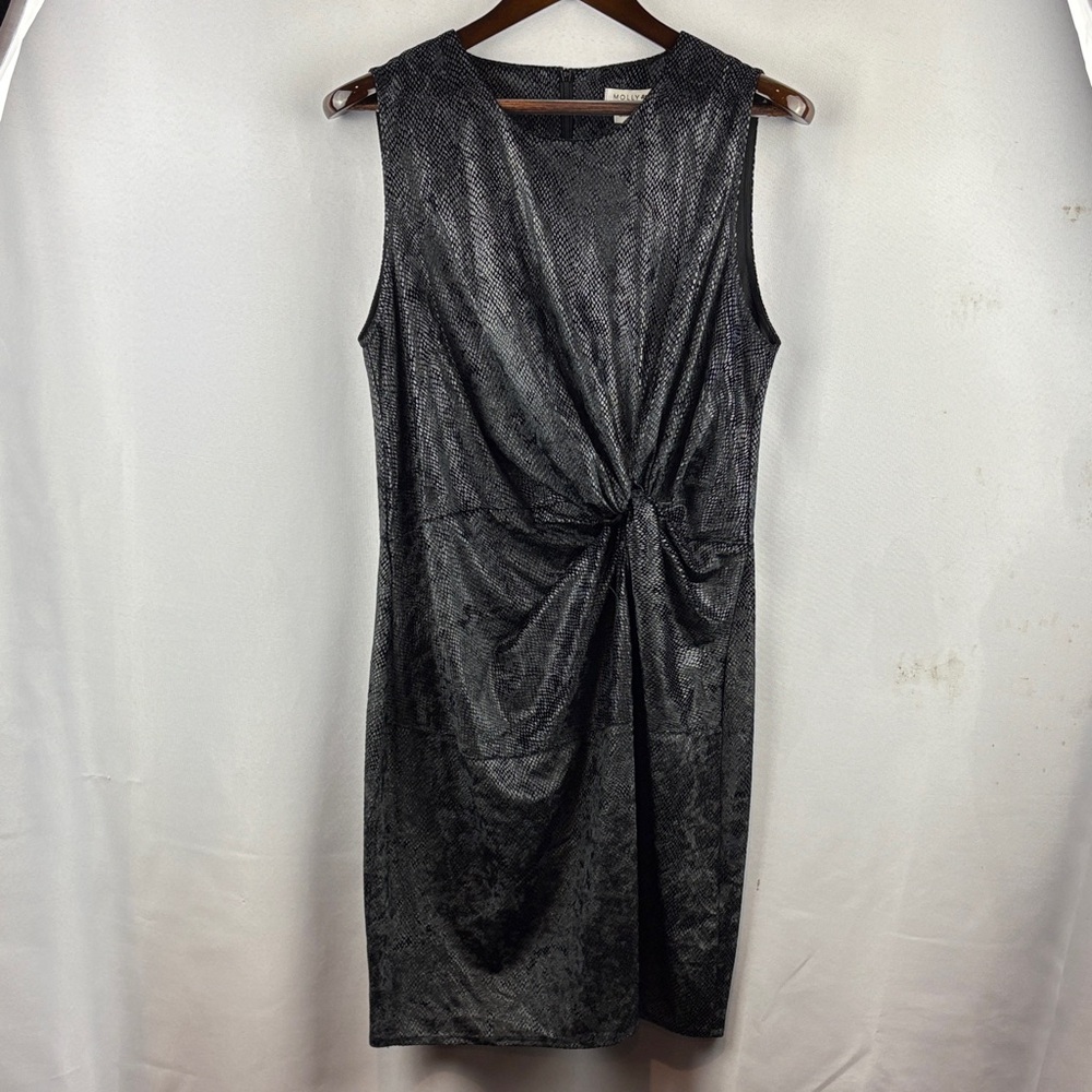 Molly Bracken Black Textured Midi Dress